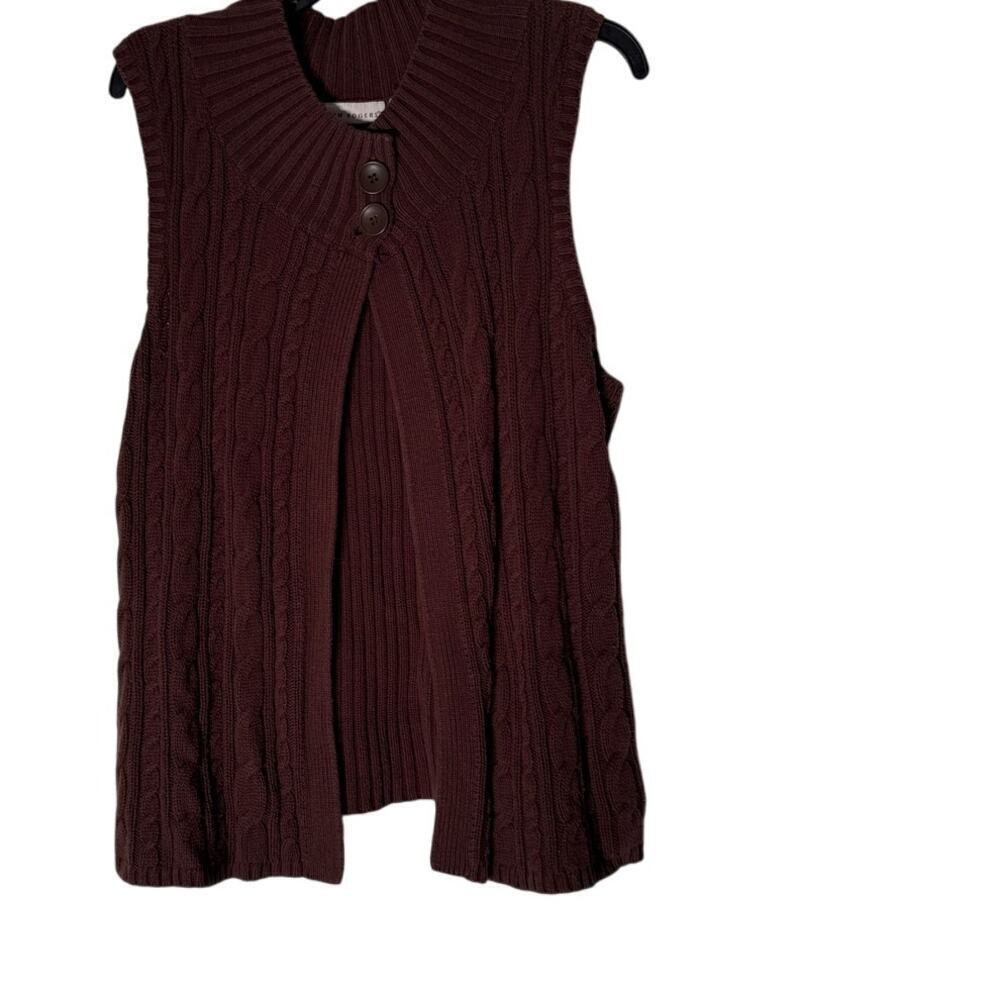 Y2K Kim Rogers Vest Two Button at Neck Brown Women's XL